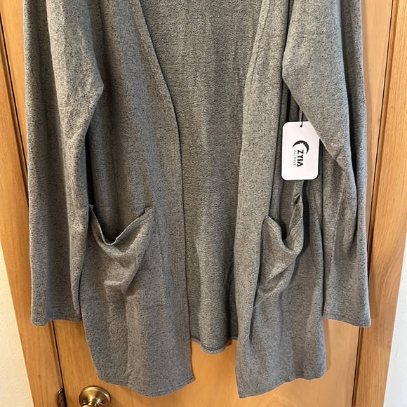 Zyia Active Lounge Boyfriend Cardigan Open Front Pockets Army Green XXXL - Picture 5 of 13